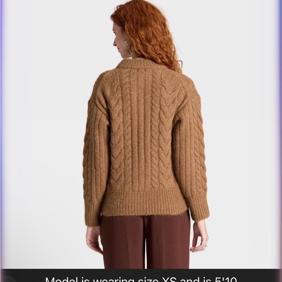Women's Round Neck Cable Knit Pullover Sweater - A New Day - Picture 3 of 6